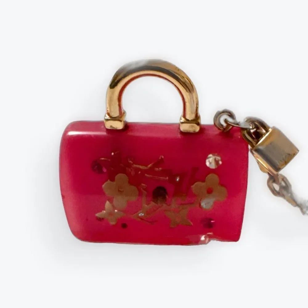 Louis Vuitton Bag Charm Pink Gold Pomme D’Amour Inclusion Speedy Keychain Auth